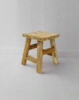 Square Workers Rustic Teak Stool 45cm