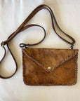 Tan Braided Mottled Leather Clutch/Bag