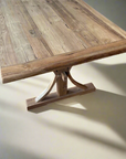 Teak Timber Curved Cross Leg Dining Table 2m x 1m