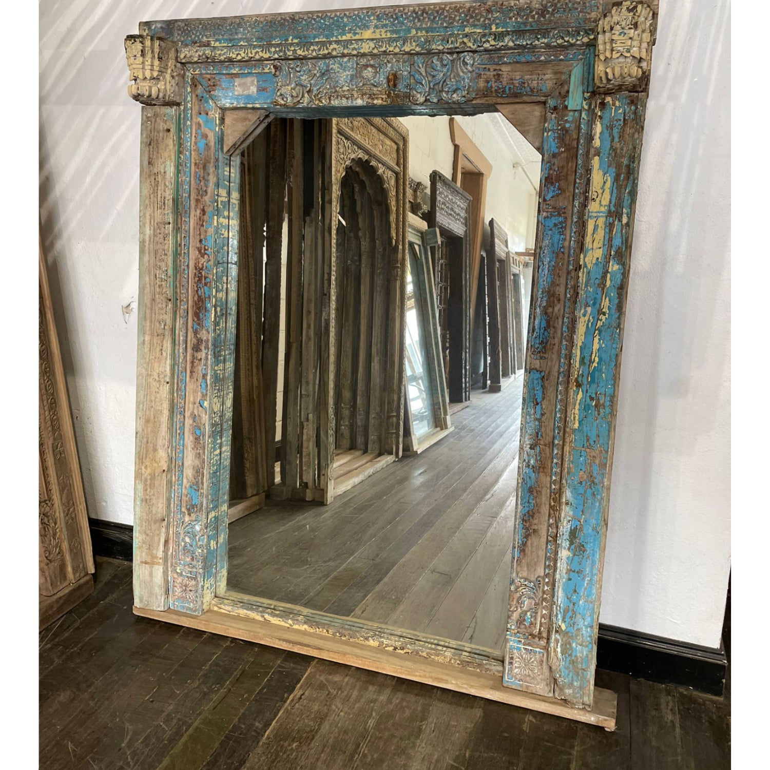 Vintage Indian Timber Carved Mirror 