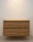 Wall Hung Teak 2 Drawer Vanity - 90cm Length | Made to Order