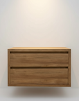 Wall Hung Teak 2 Drawer Vanity - 90cm Length | Made to Order