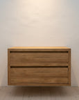 Wall Hung Teak 2 Drawer Vanity - 90cm Length | Made to Order
