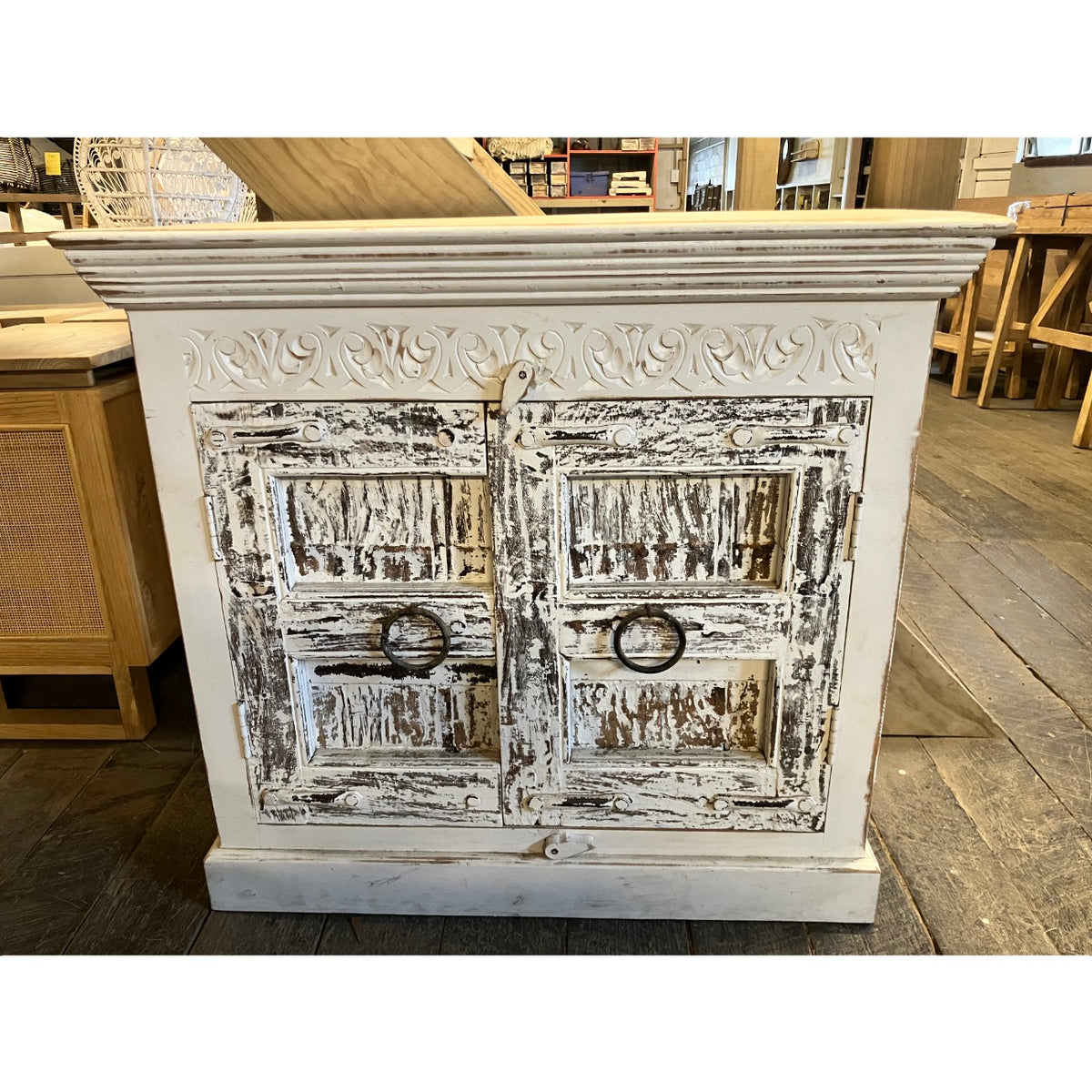 Indian White Wash Timber Vanity 04 - 90cm Length
