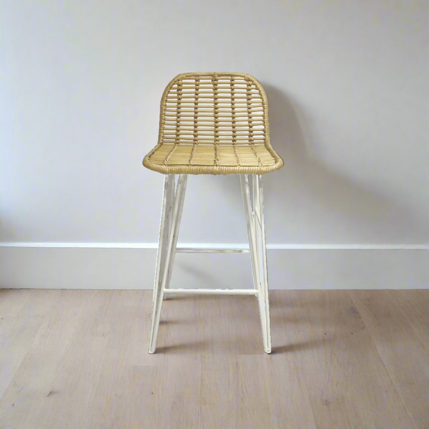 Rattan bar hot sale stools white