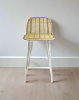 White Steel + Rattan Counter Stool with Low Back