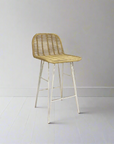 White Steel + Rattan Counter Stool with Low Back