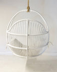 White Synthetic Round Single Cane Hanging Chair