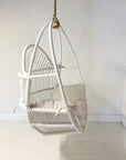 White Synthetic Round Single Cane Hanging Chair