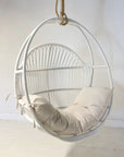 White Synthetic Round Single Cane Hanging Chair