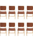 Woven Leather + Teak Dining Chair - Set of 8