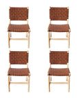 Woven Leather + Teak Dining Chair - Set of 4