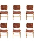 Woven Leather + Teak Dining Chair - Set of 6