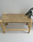 Woven Seagrass & Teak Bench Seat 80cm