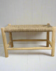 Woven Seagrass & Teak Bench Seat 80cm