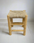 Woven Seagrass & Teak Stool