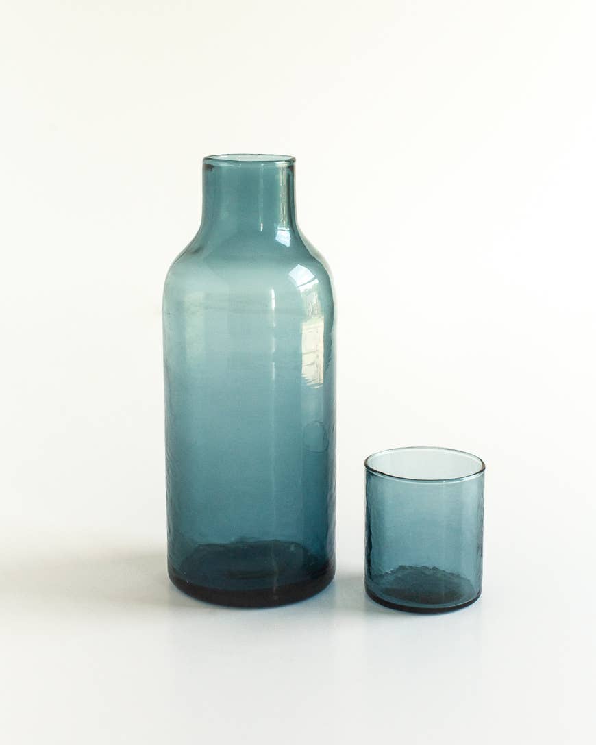 Handblown Hammered Glass Carafe: Blush