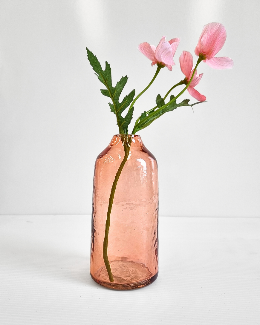 Handblown Hammered Glass Bud Vases: Blush / Haley