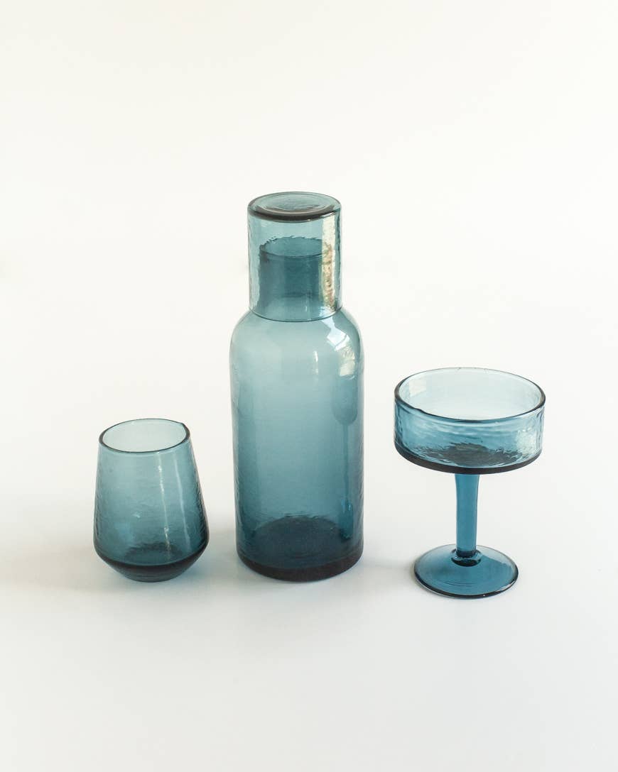 Handblown Hammered Glass Carafe: Blush