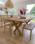 Rustic Teak Timber Cross Leg Dining Table 2m x 1m