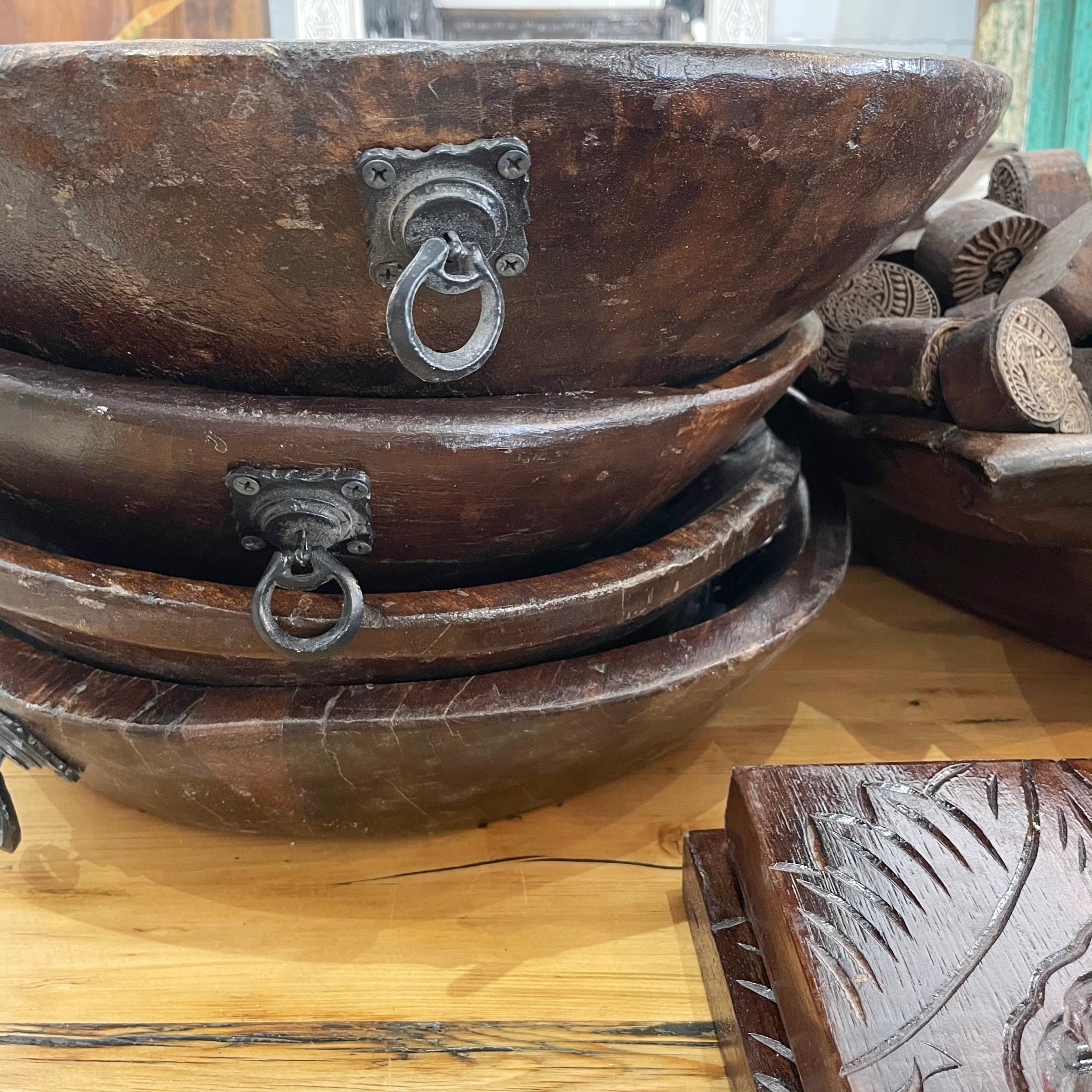 Assorted Dark Timber Indian Bowls