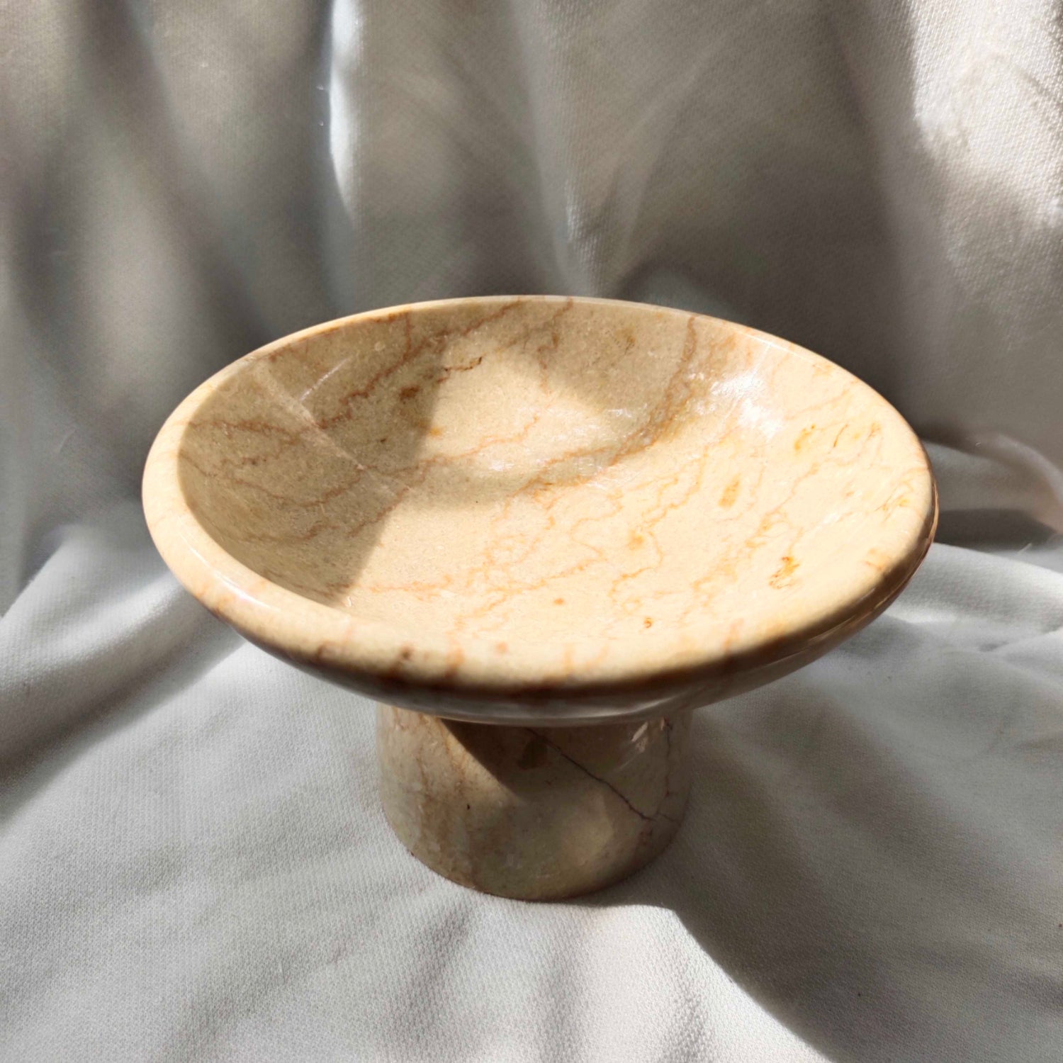Beige Marble Stone Bowl Stand 18cm Dia