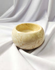 Beige Marble Stone Candle Holder 2 Hole 6.5cm Dia