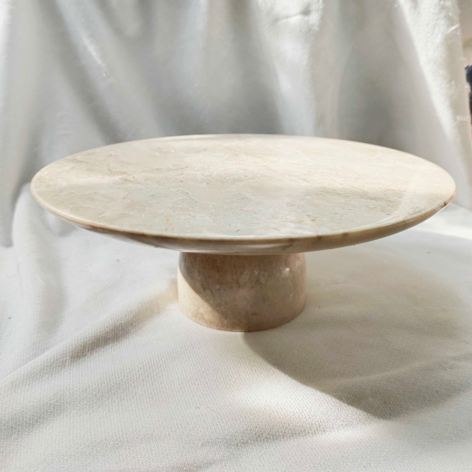 Beige Marble Stone Serving Stand 25cm Dia