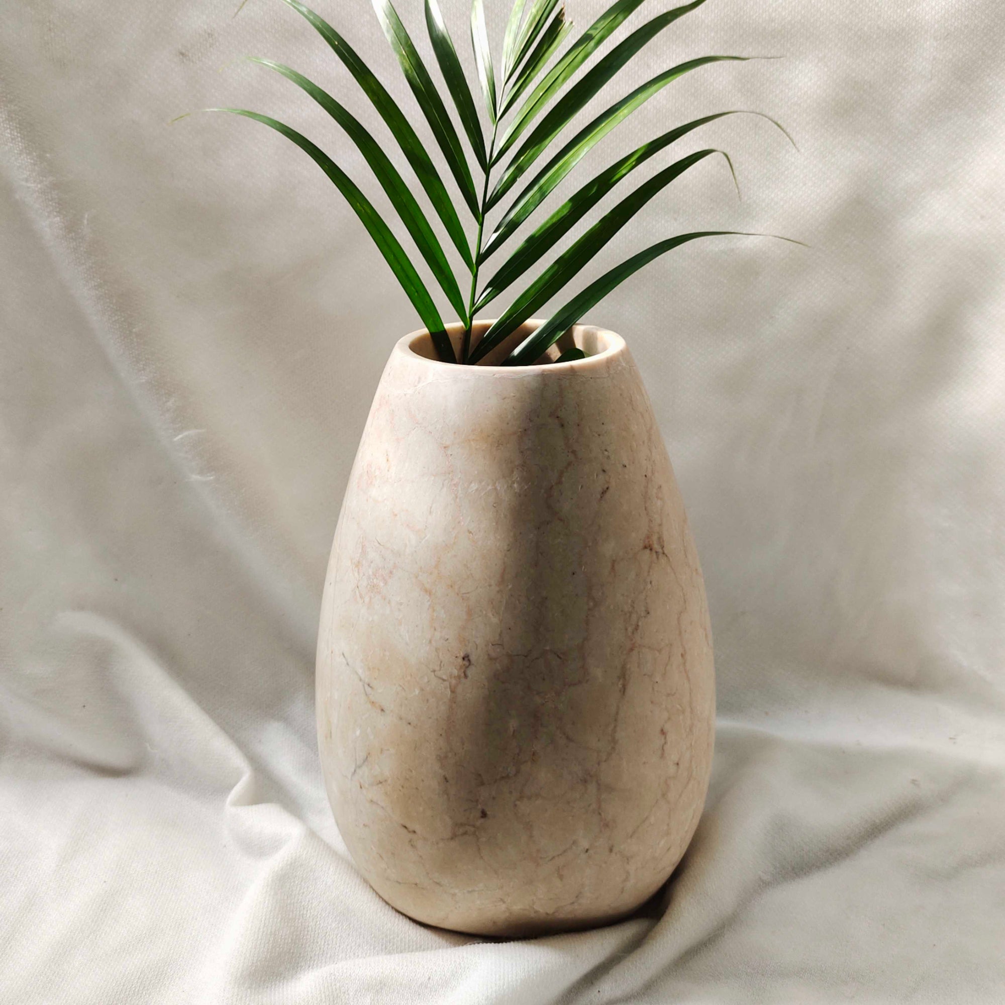Beige Marble Stone Organic Vase 24x15cm