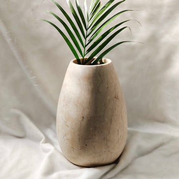 Beige Marble Stone Organic Vase 24x15cm