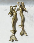 Dancing Mermaids Brass Door Handle