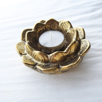Brass Lotus Candle Holder 5x12cm