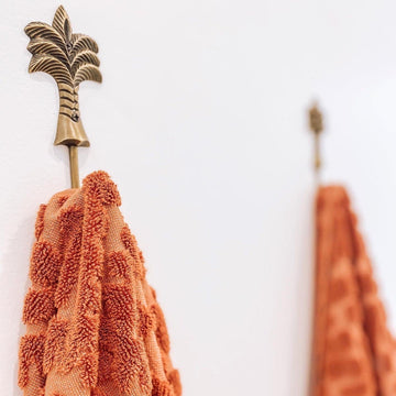 Medium Tropical Palm Aged Brass Wall Hooks 15cm