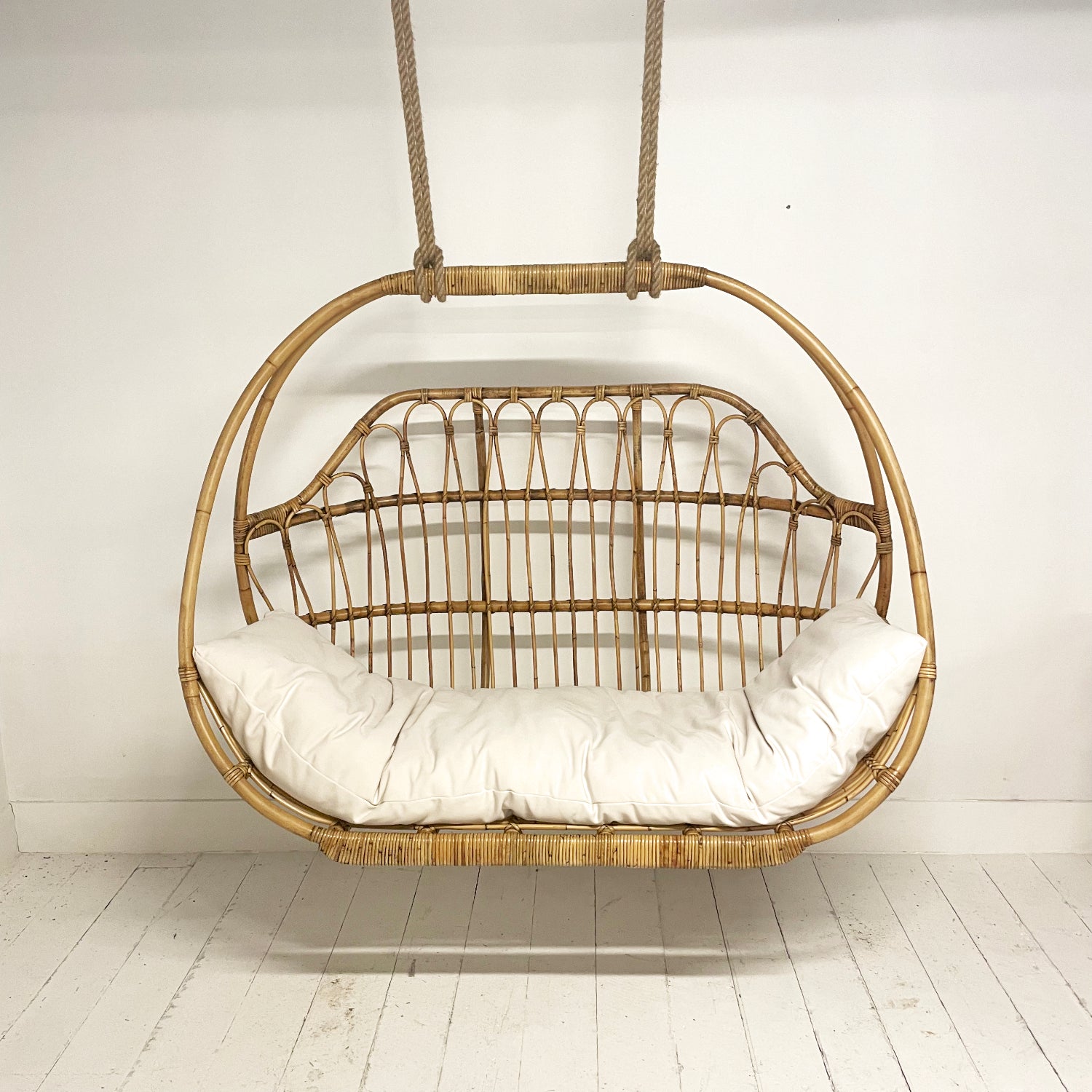 Caramel Round Double Cane Hanging Chair
