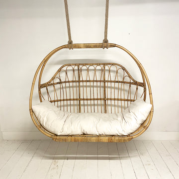 Caramel Round Double Cane Hanging Chair