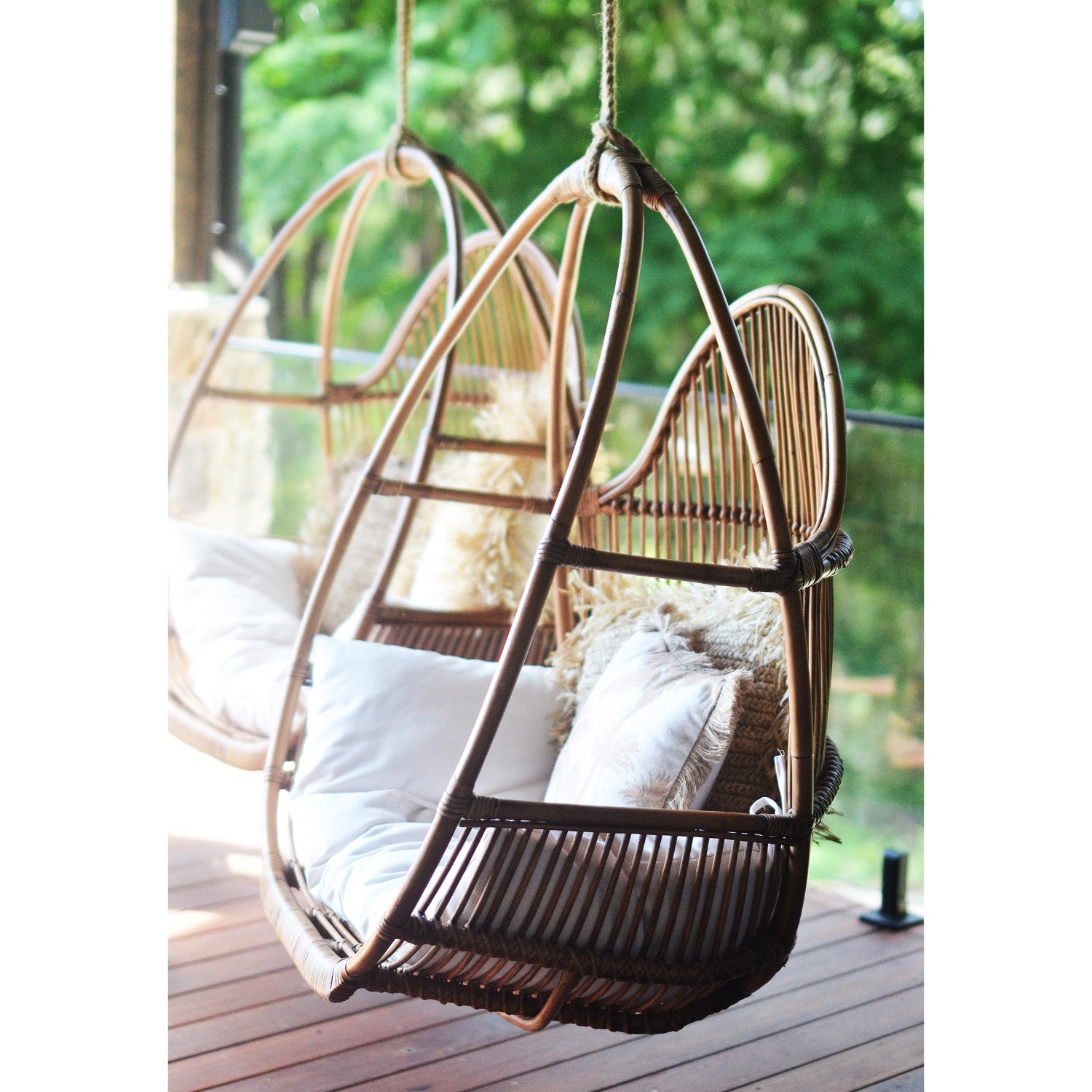 Caramel Round Single Cane Hanging Chair