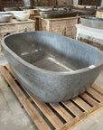 Oval Concrete Terrazzo Stone Bath 1800x1150x600mm - Mid Grey