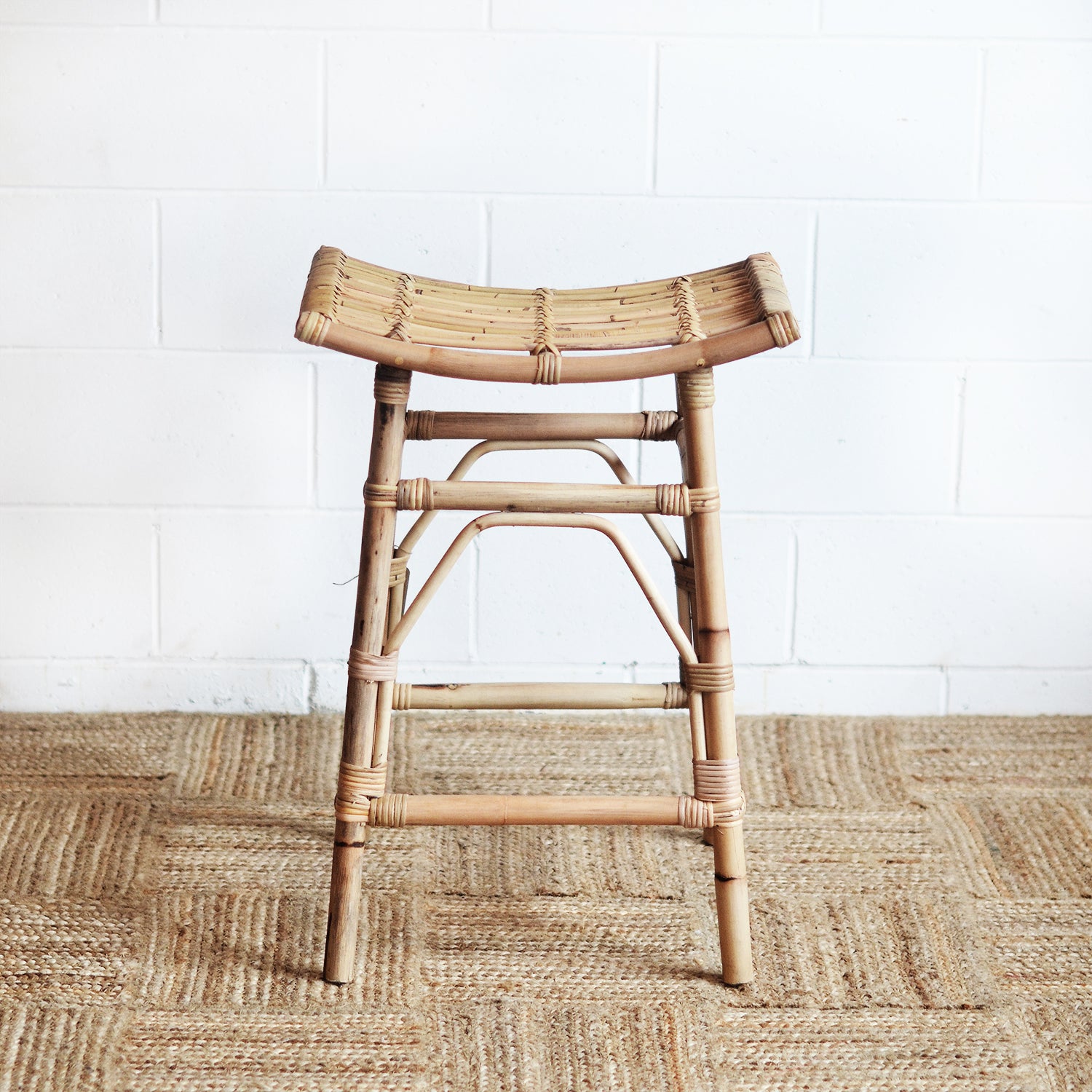 Curved Rattan Counter Stool