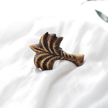 Tropical Palm Aged Brass Drawer Handle