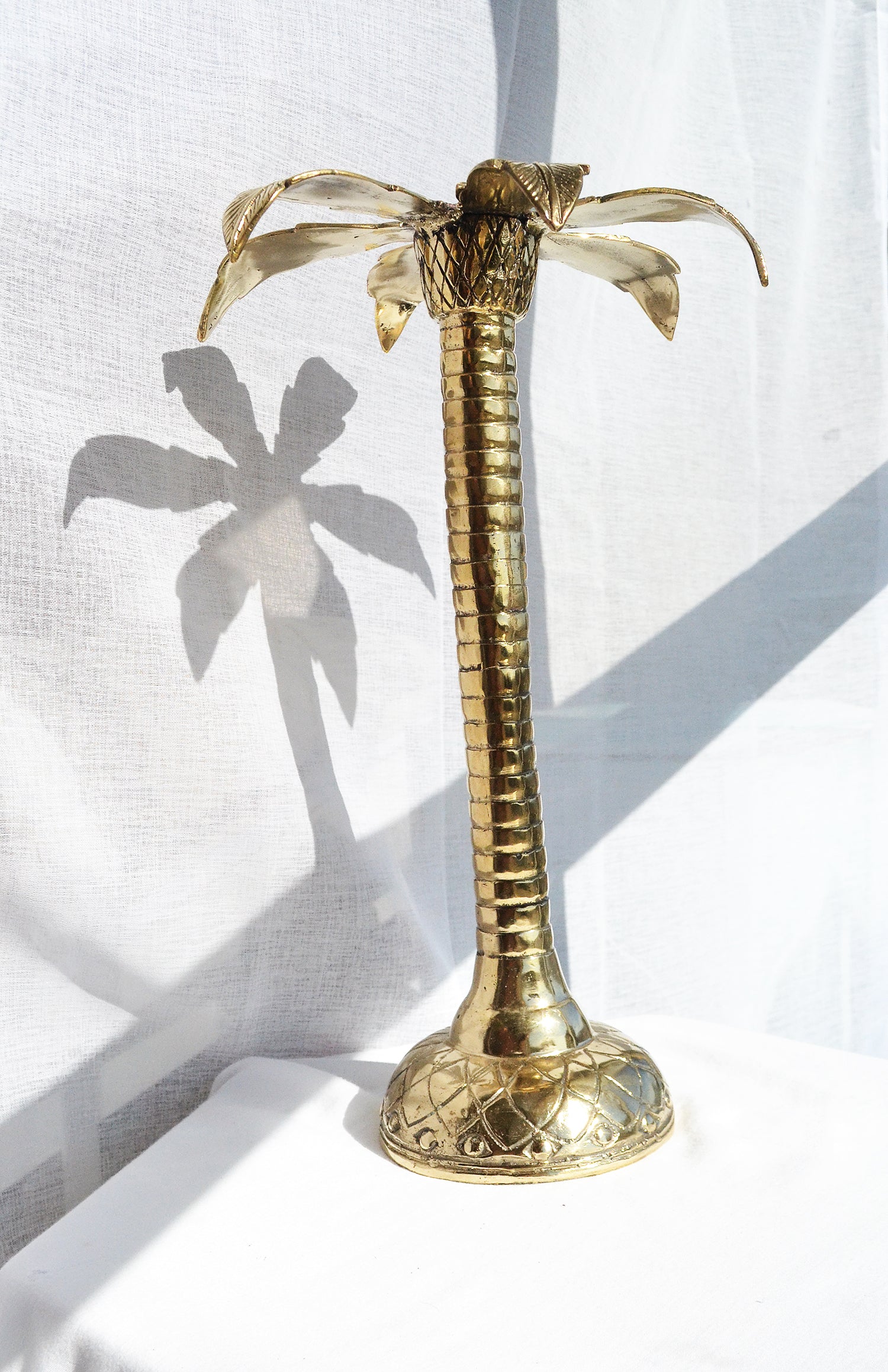 Large Palm Tree Brass Candleholder