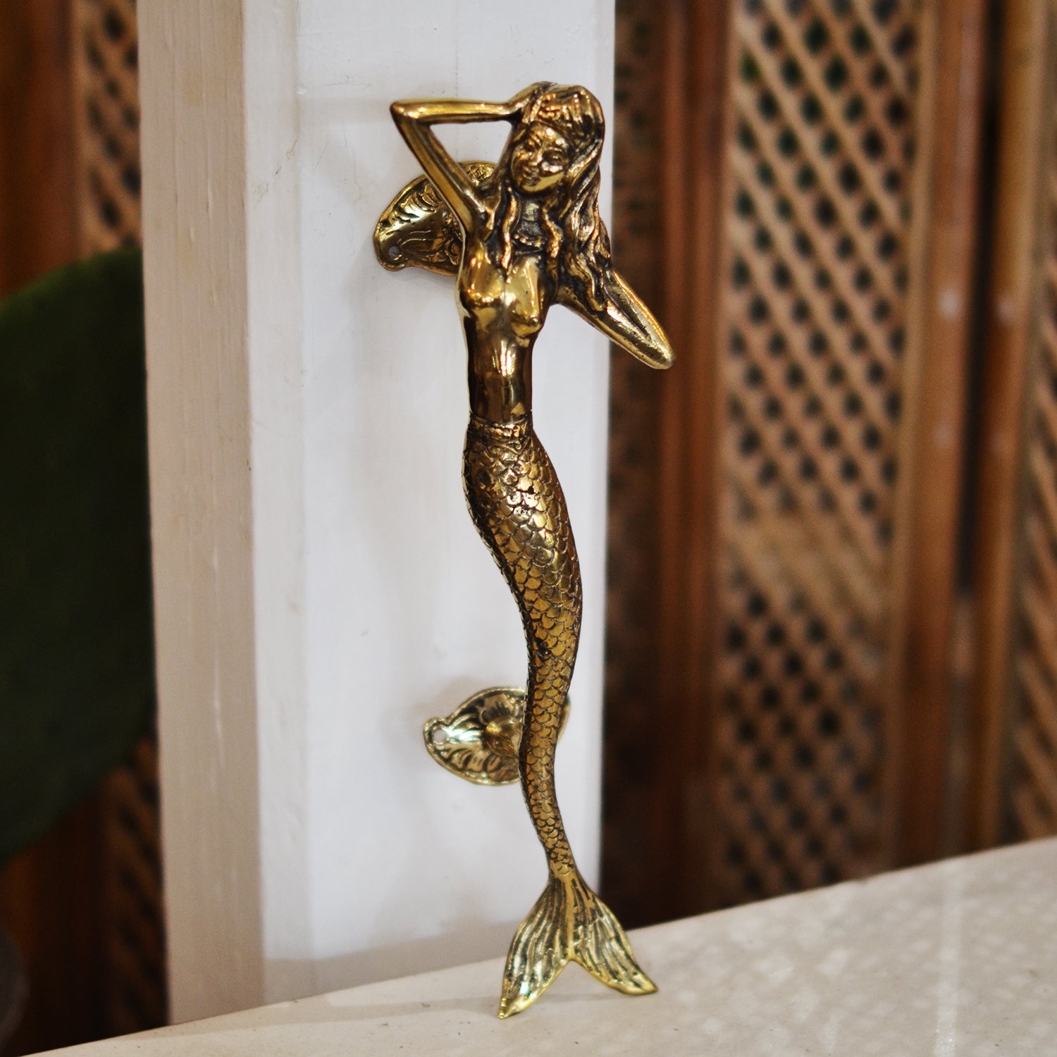 Dancing Mermaids Brass Door Handle