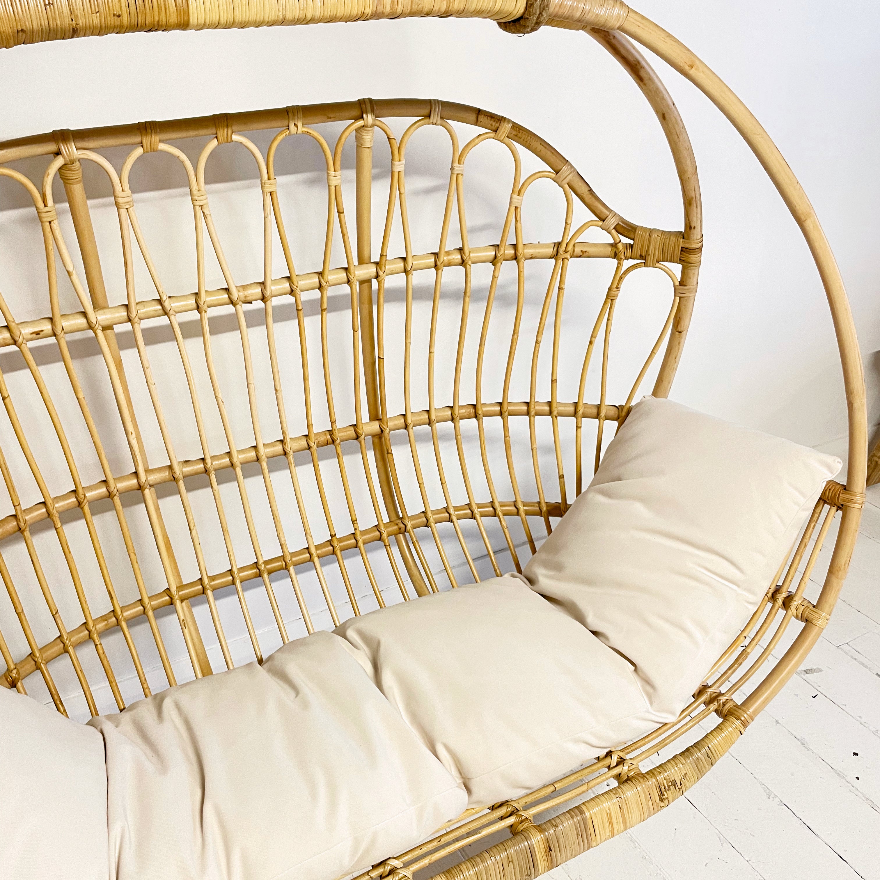 Natural Round Double Cane Hanging Chair