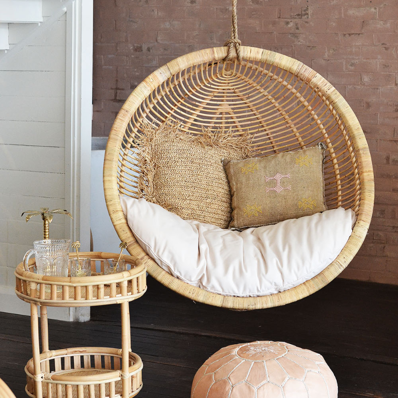 Dusk Single Round Cane Hanging Chair Paradise Living Co
