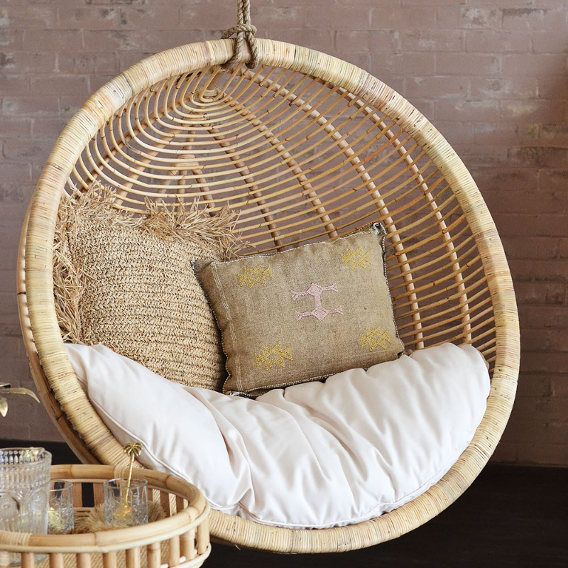 Dusk Single Round Cane Hanging Chair Paradise Living Co.