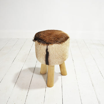 Goat Hide Small Round Stool