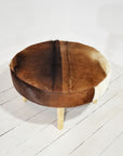 Goat Hide Round Ottoman Stool 80cm