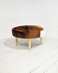 Goat Hide Round Ottoman Stool 80cm