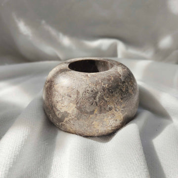 Grey Marble Stone Candle Holder 2 Hole 6.5cm Dia