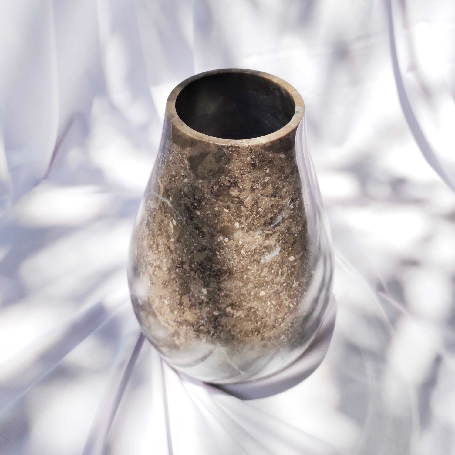 Grey Marble Stone Organic Vase 24cmx15cm
