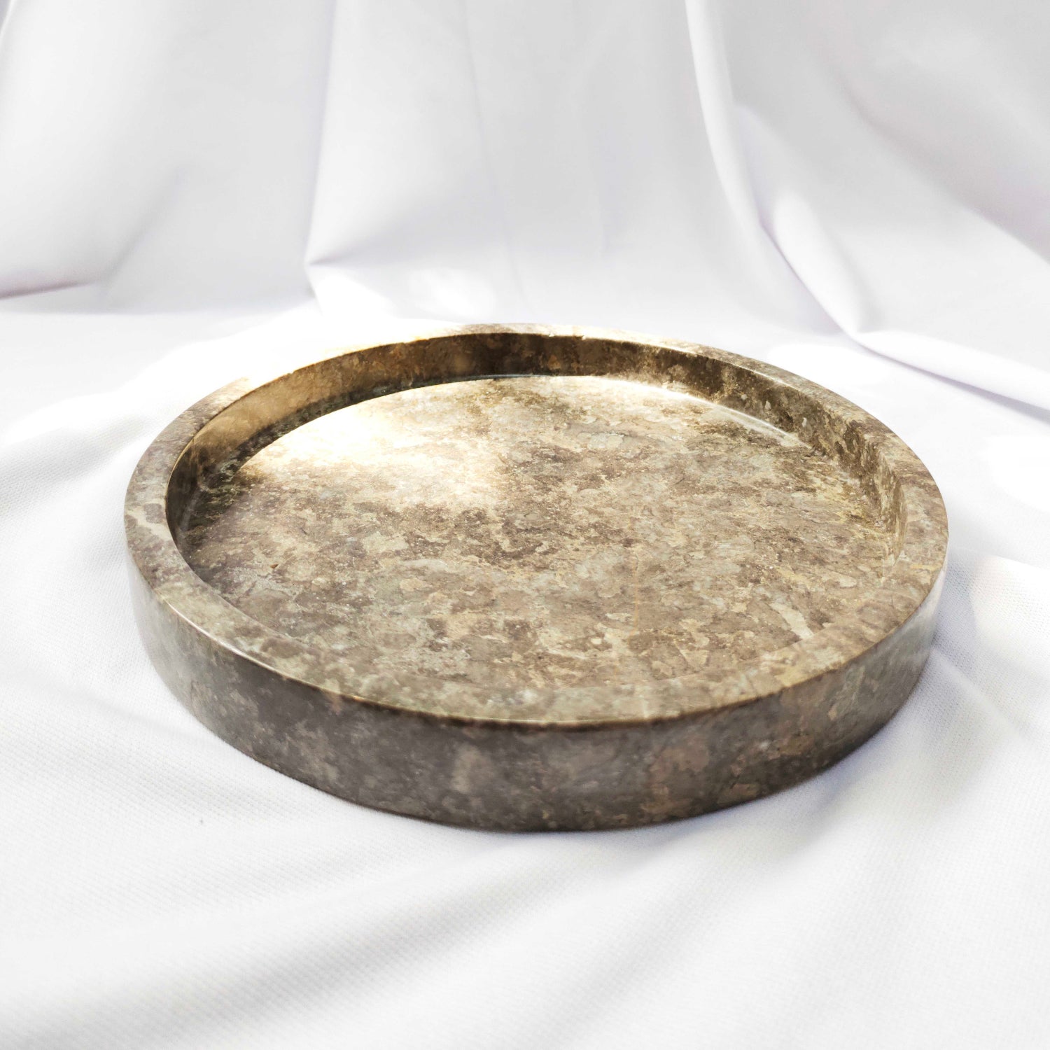 Grey Marble Stone Round Tray 20cm Dia